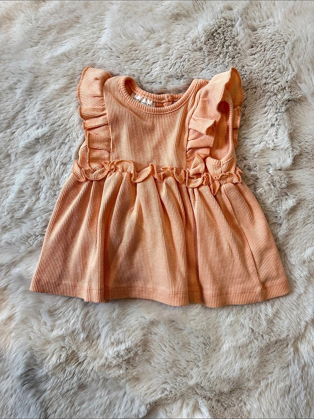 Girls Pink Striped Ruffle Dress